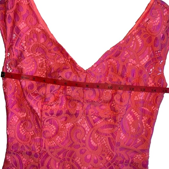 LILLY PULITZER | Rosaline Lace Mini Cocktail Dress | Hot Pink Orange Sheath | 2 - Picture 6 of 12
